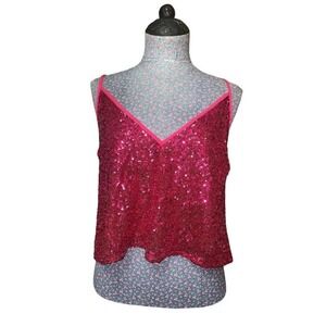 Express Pink Sequin Tank Blouse Women's Size S